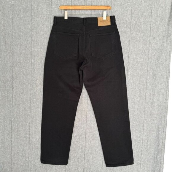 90s Vintage Calvin Klein Blackest Black Silver Tone Button Fly Straight Jeans - Picture 3 of 12